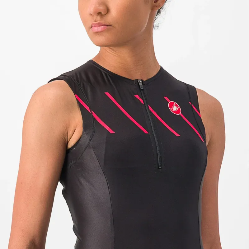 Castelli Free 2 Women's Tri Singlet in Black/Hibiscus-2